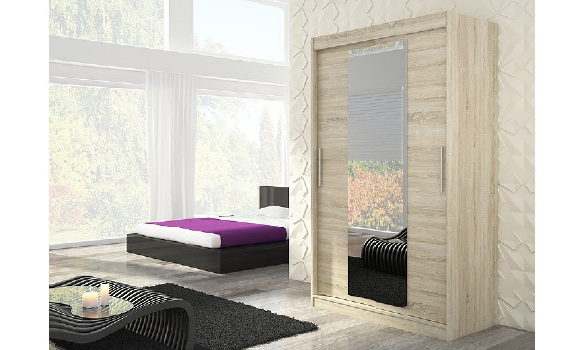2-Door Mirrored Sliding Wardrobe 150 x 200 x 58 cm INESS