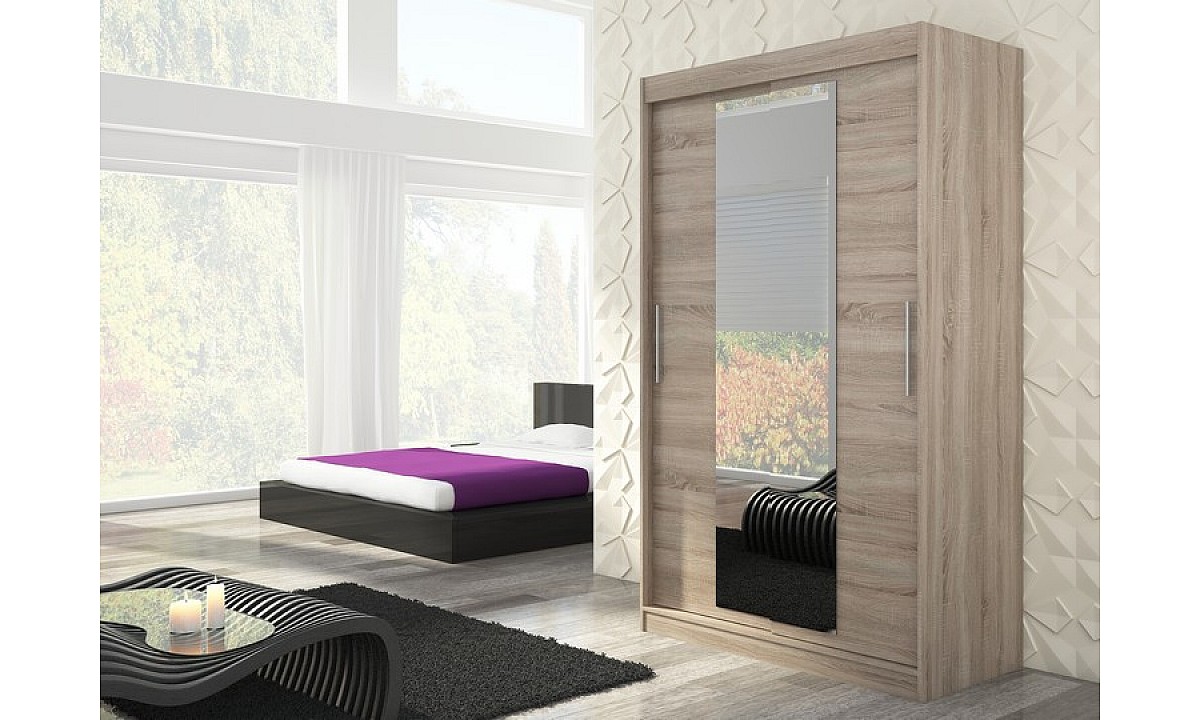 2-Door Mirrored Sliding Wardrobe 150 x 200 x 58 cm INESS