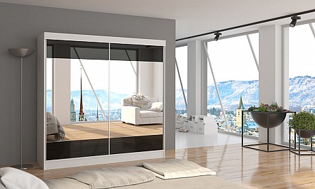 2-Door Sliding Mirrored Wardrobe 200 x 200 x 62 cm LAGUNA