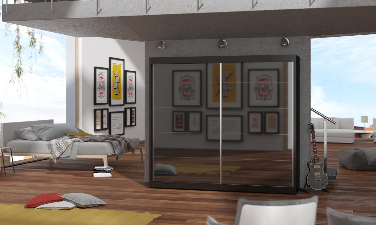 2-Door Sliding Wardrobe 180 x 215 x 58 cm LUNA