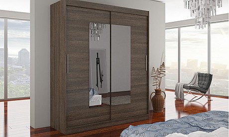 2-Door Sliding Mirrored Wardrobe 180 x 215 x 58 cm ROSETTE